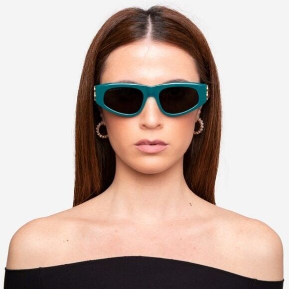 💯 NEW BALENCIAGA DYNASTY BB0095S 005 GREEN GOLD GREY SUNGLASSES - Picture 5 of 12